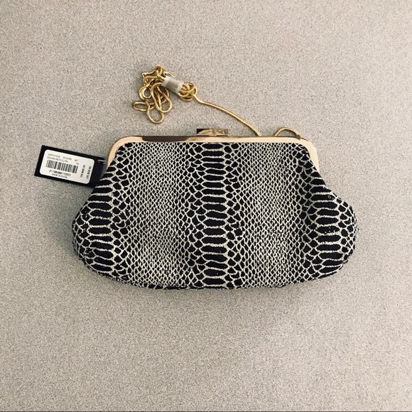 NWT~bebe Gold Animal Print Party Clutch w/ Chain - Picture 2 of 7